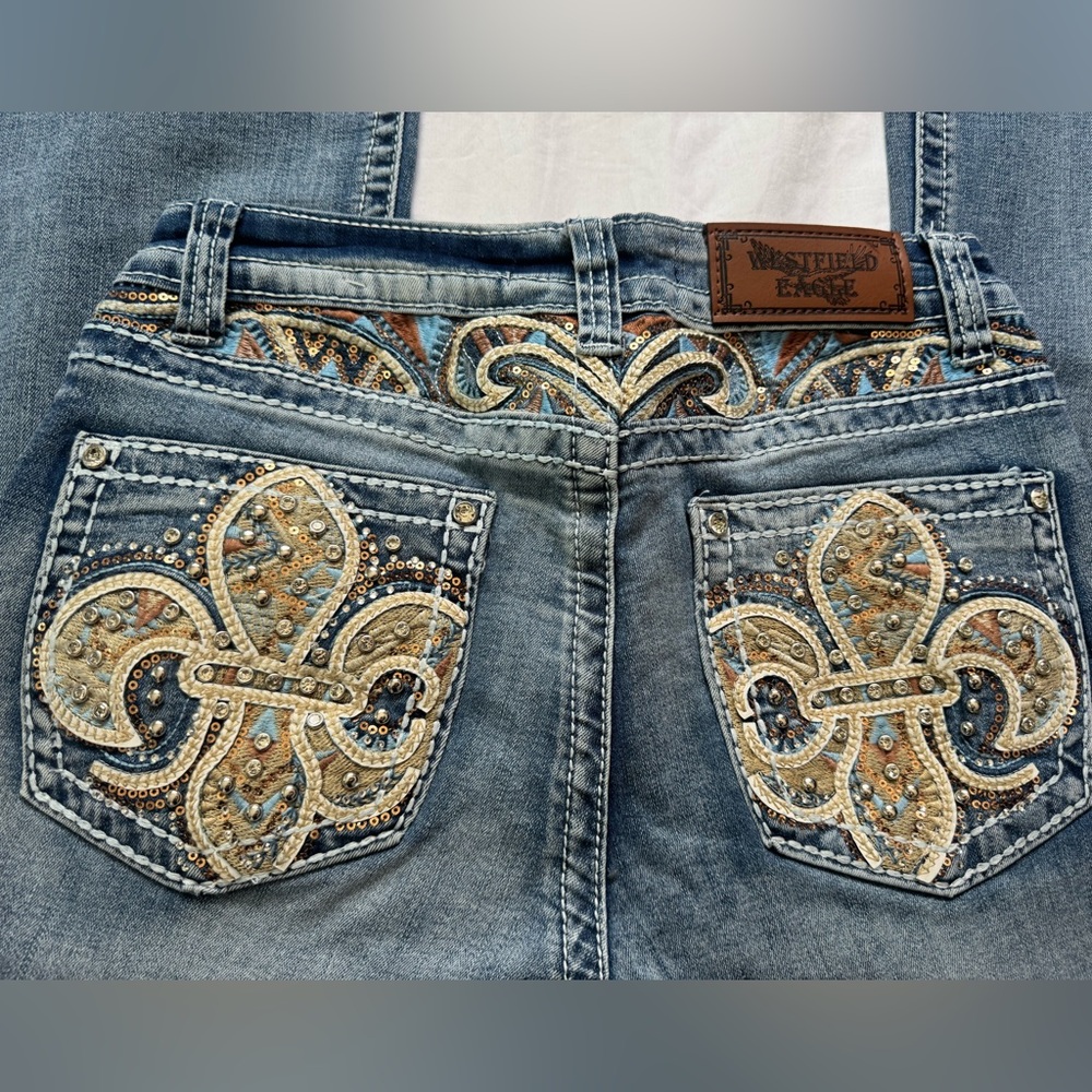 Westfield Eagle Jeans Bootcut High Rise Womens Size 9 Rhinestones Sequins NWOT - Picture 3 of 8